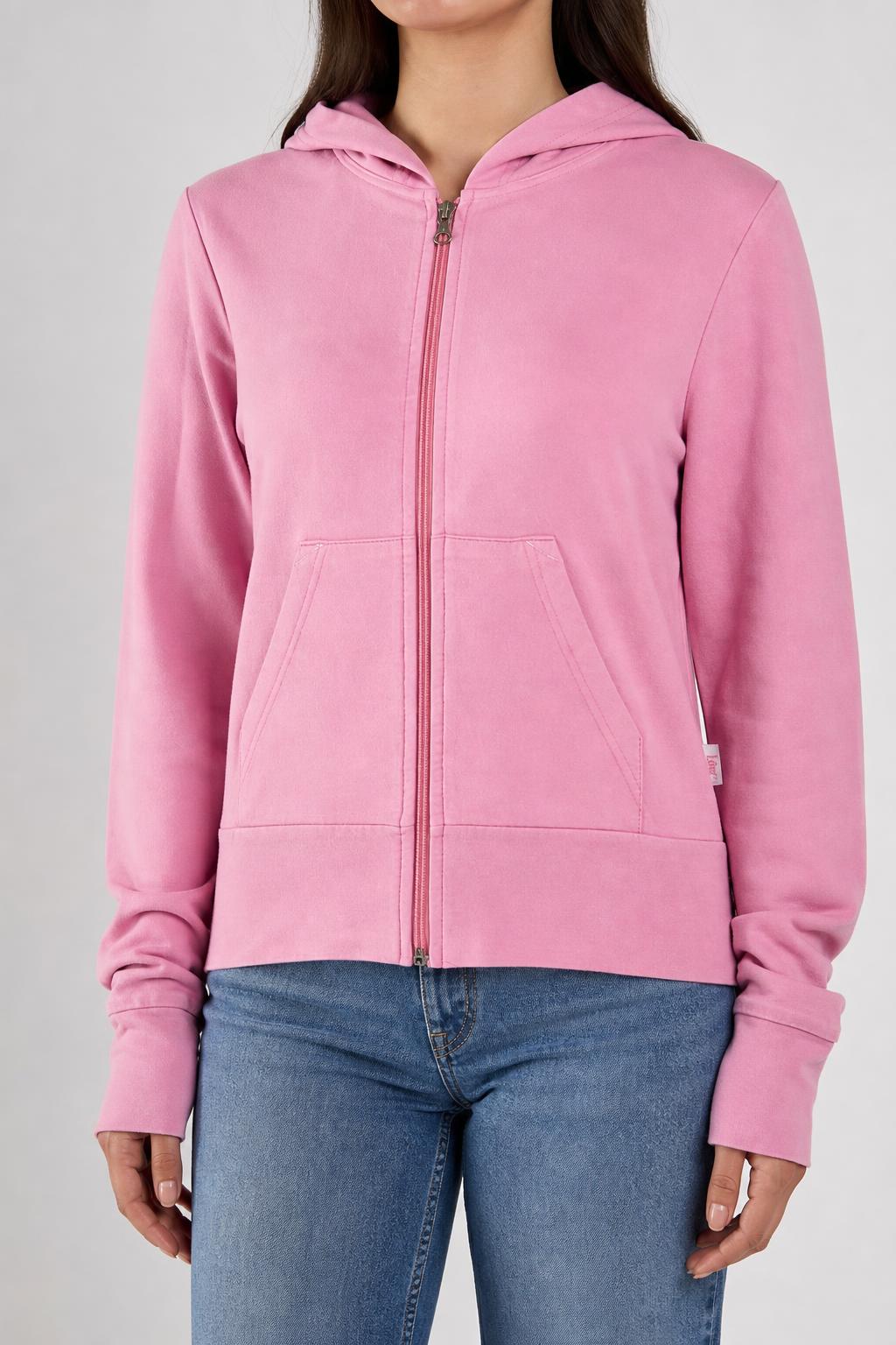 Felpa con cappuccio full zip Lee rosa vintage – Donna Taglia S