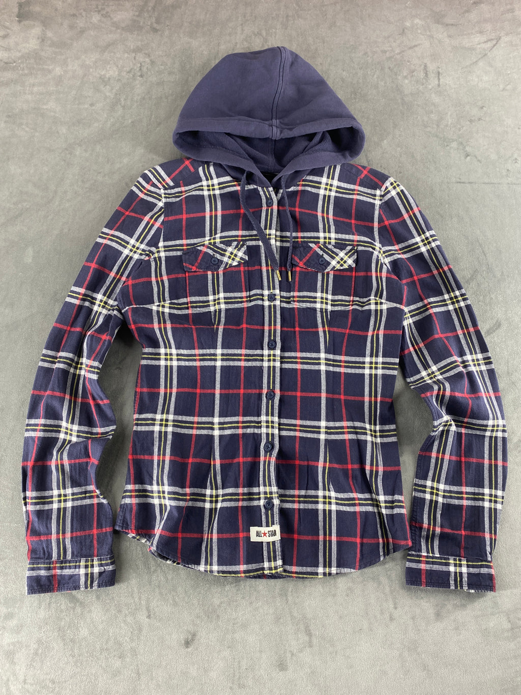 Camicia flanella Converse a quadri con cappuccio vintage – Donna Taglia L
