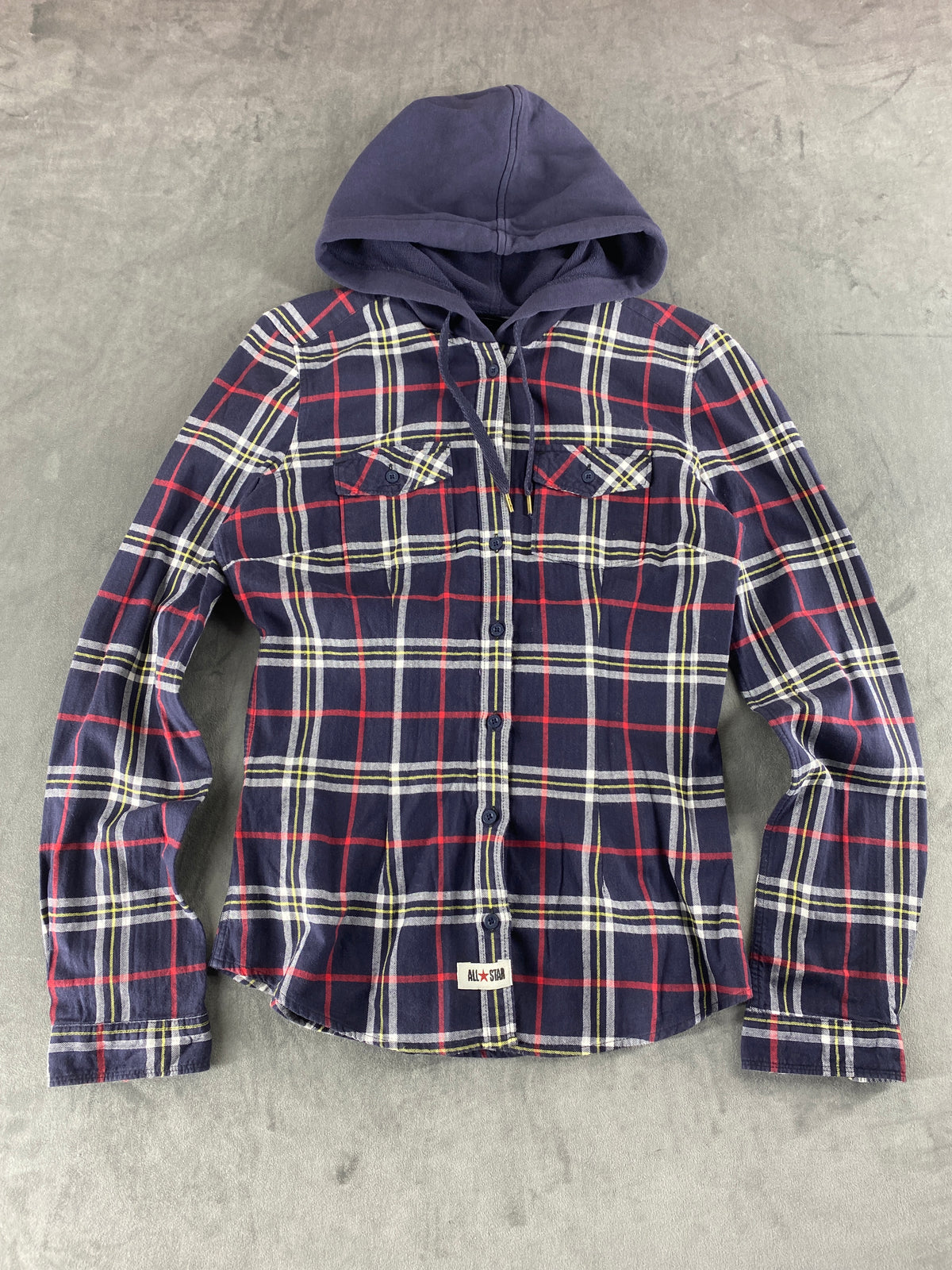 Camicia flanella Converse a quadri con cappuccio vintage – Donna Taglia L