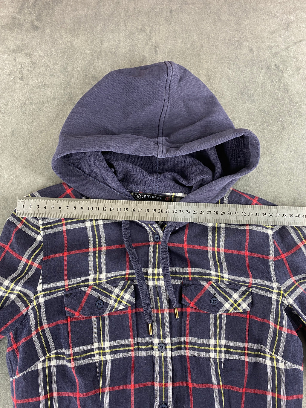 Camicia flanella Converse a quadri con cappuccio vintage – Donna Taglia L