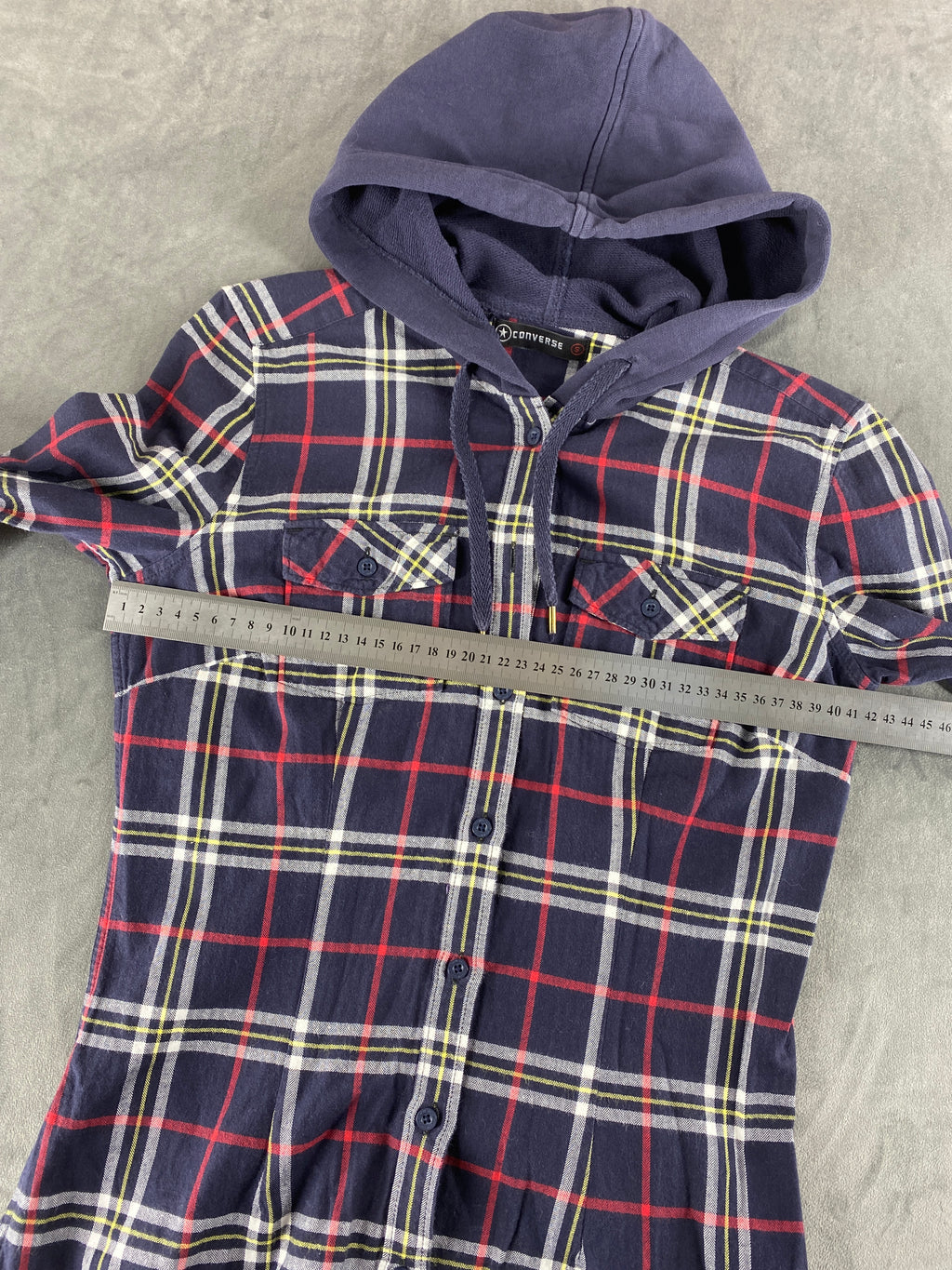 Camicia flanella Converse a quadri con cappuccio vintage – Donna Taglia L