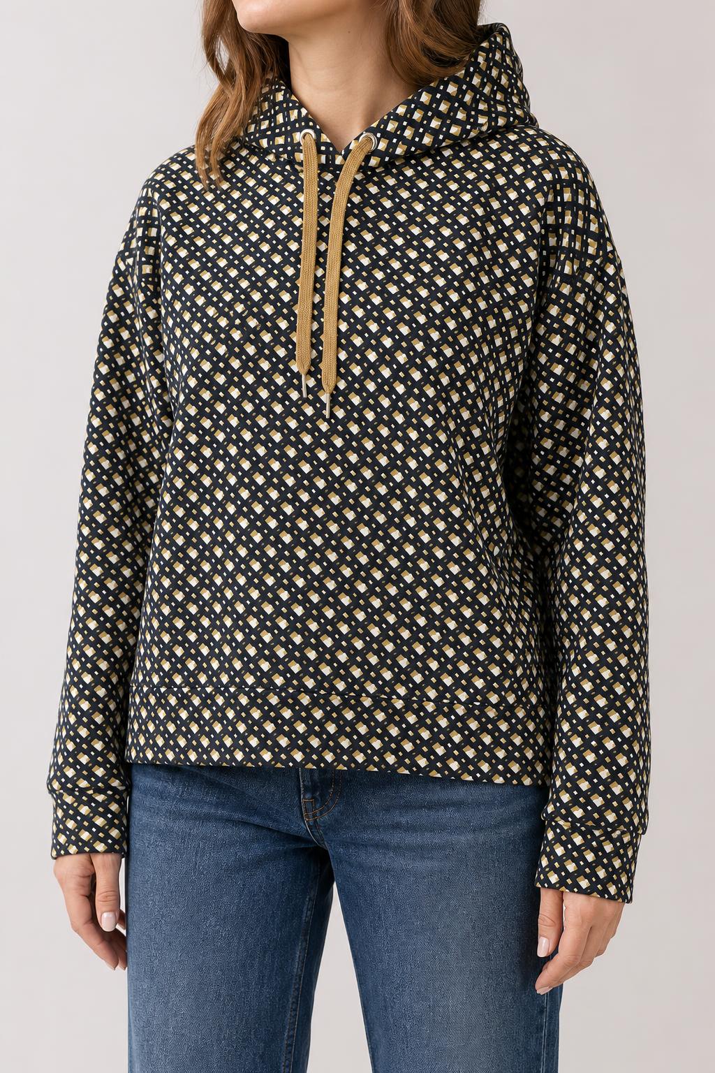 Felpa con cappuccio Hugo Boss fantasia geometrica vintage – Donna Taglia M