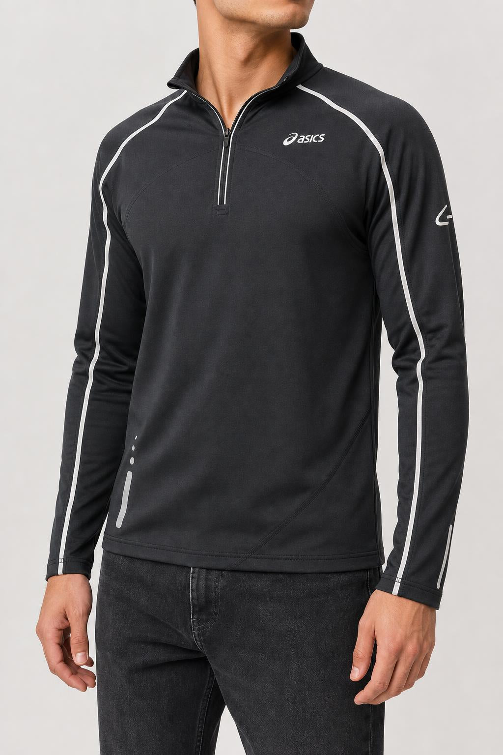 Maglia running Asics mezza zip nera vintage – Uomo Taglia L