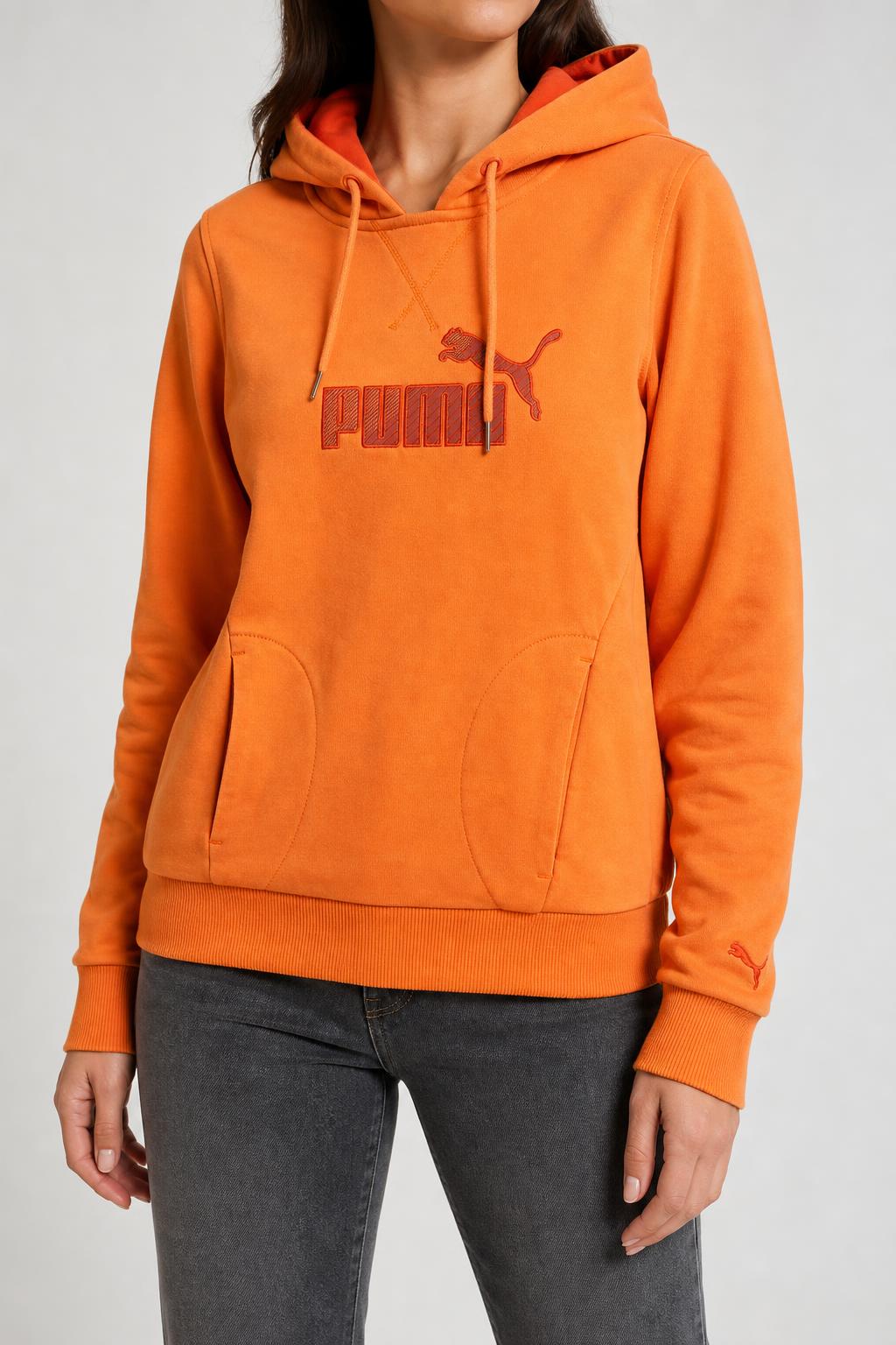 Felpa con cappuccio Puma arancione vintage – Donna Taglia M
