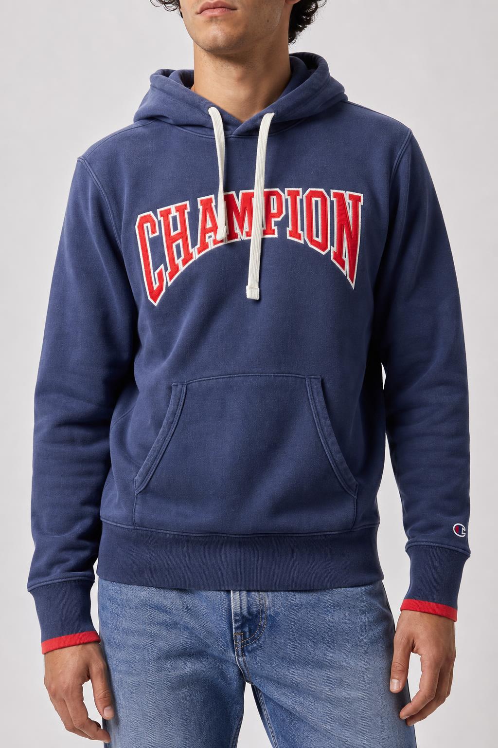 Felpa con cappuccio Champion blu navy vintage – Uomo Taglia S