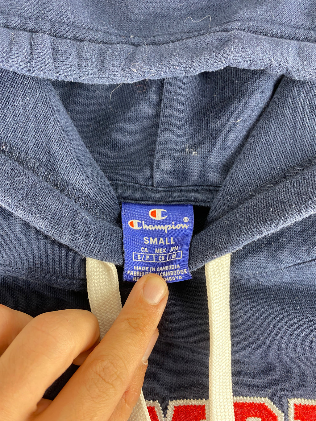 Felpa con cappuccio Champion blu navy vintage – Uomo Taglia S