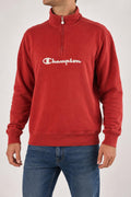 Felpa mezza zip Champion rossa vintage – Uomo Taglia L