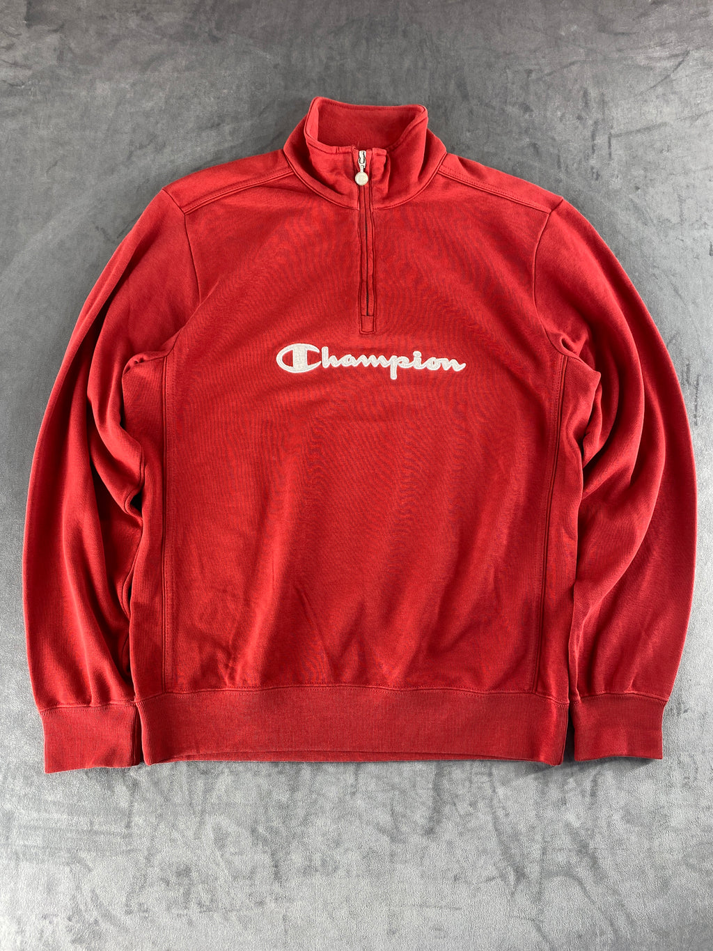 Felpa mezza zip Champion rossa vintage – Uomo Taglia L