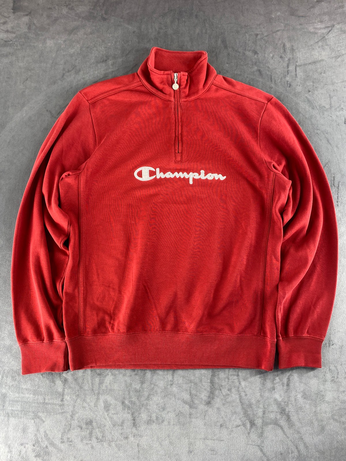 Felpa mezza zip Champion rossa vintage – Uomo Taglia L