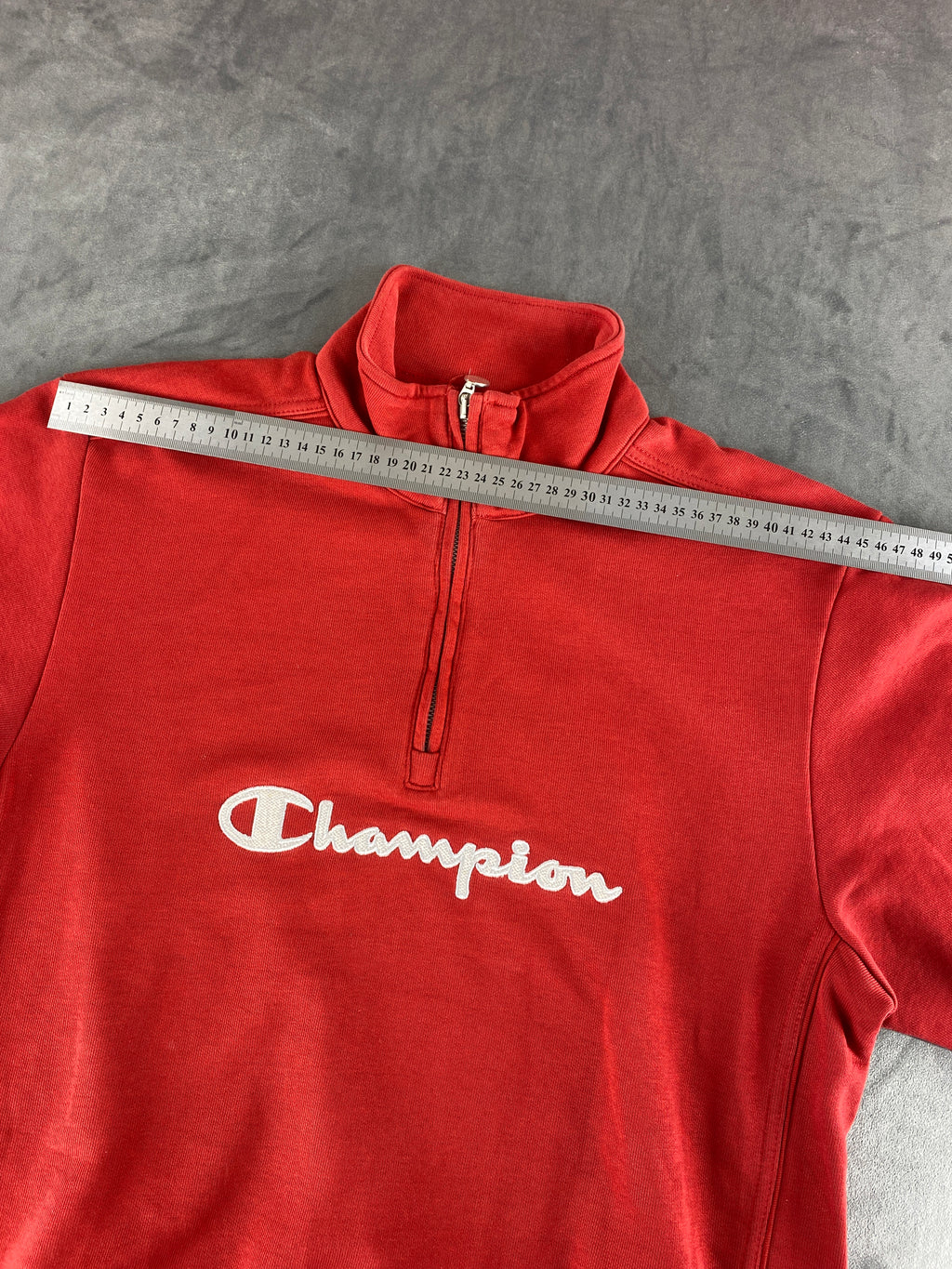 Felpa mezza zip Champion rossa vintage – Uomo Taglia L
