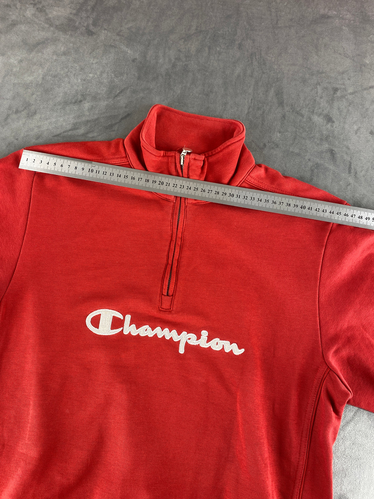 Felpa mezza zip Champion rossa vintage – Uomo Taglia L