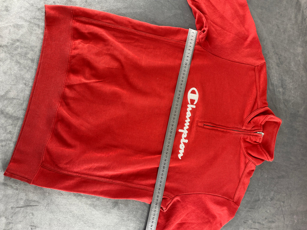 Felpa mezza zip Champion rossa vintage – Uomo Taglia L