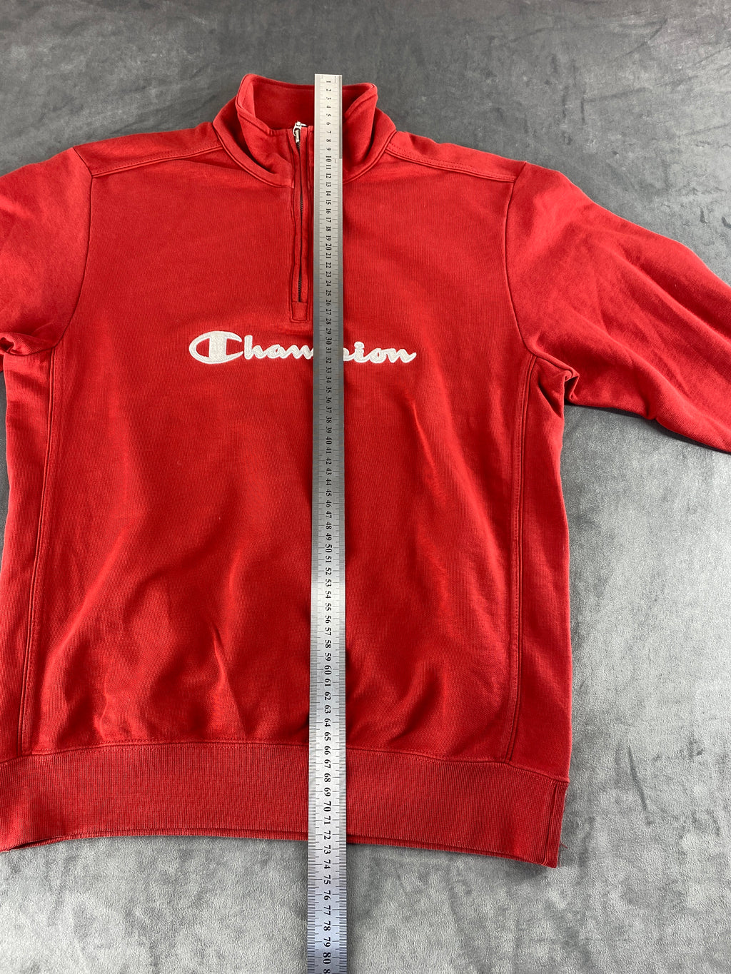 Felpa mezza zip Champion rossa vintage – Uomo Taglia L