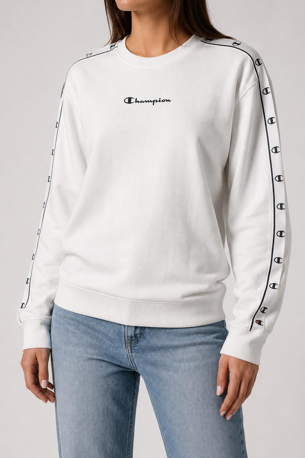 Felpa girocollo Champion bianca vintage – Donna Taglia L