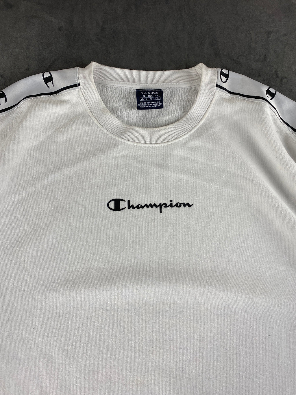Felpa girocollo Champion bianca vintage – Donna Taglia L