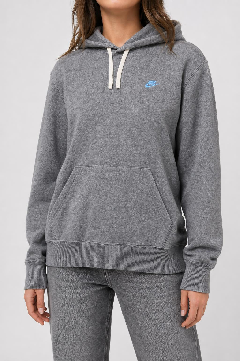 Felpa con cappuccio Nike grigia slavata vintage – Donna Taglia M