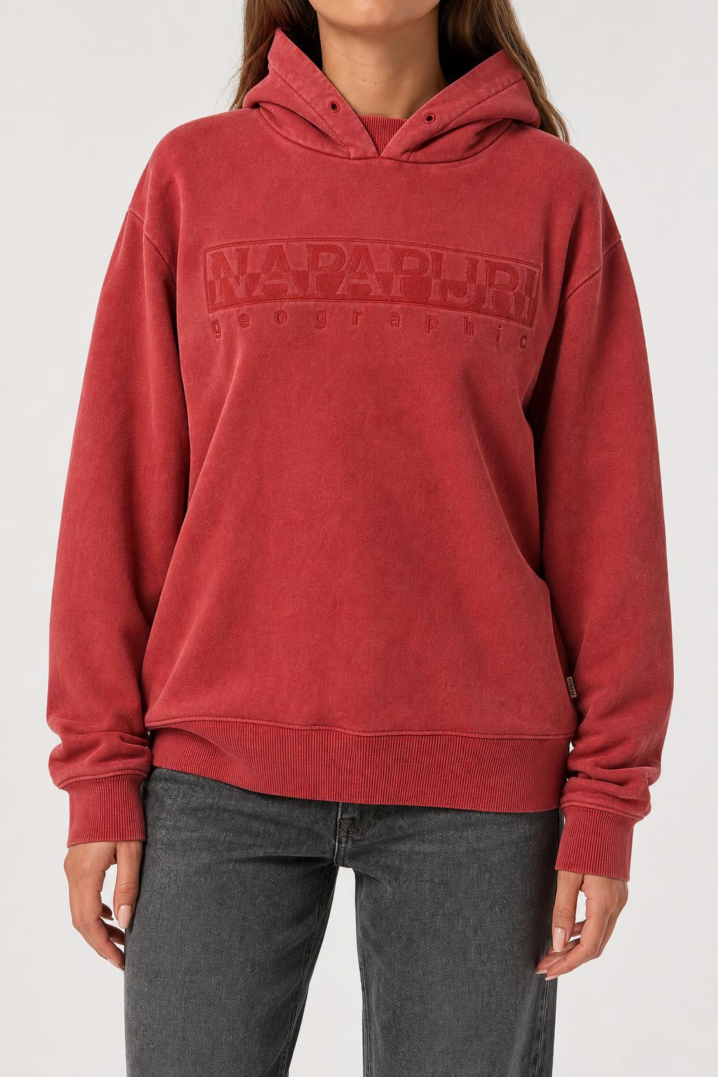 Felpa con cappuccio Napapijri rossa vintage – Donna Taglia L