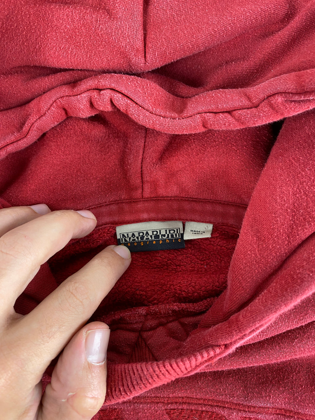 Felpa con cappuccio Napapijri rossa vintage – Donna Taglia L
