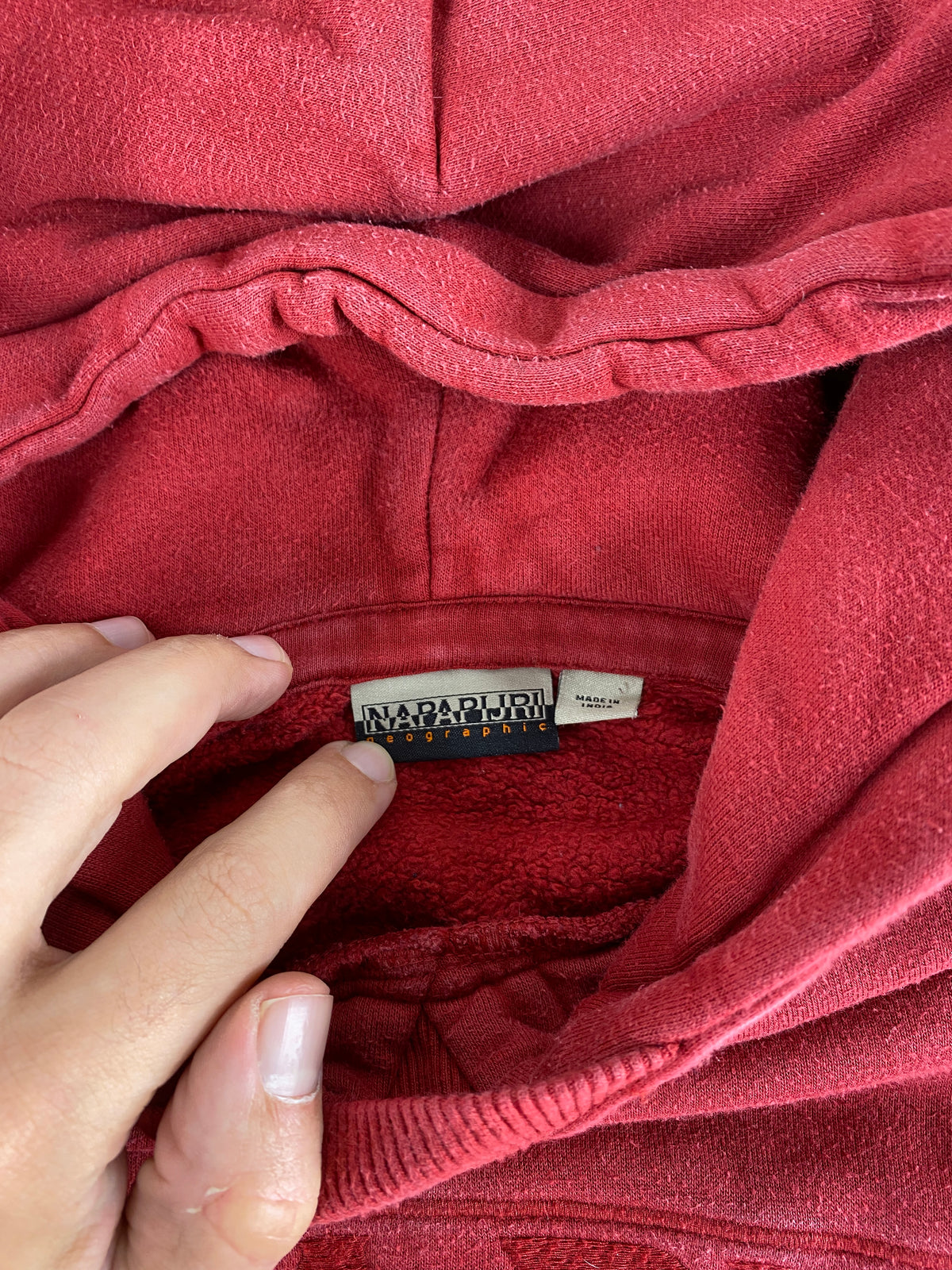 Felpa con cappuccio Napapijri rossa vintage – Donna Taglia L