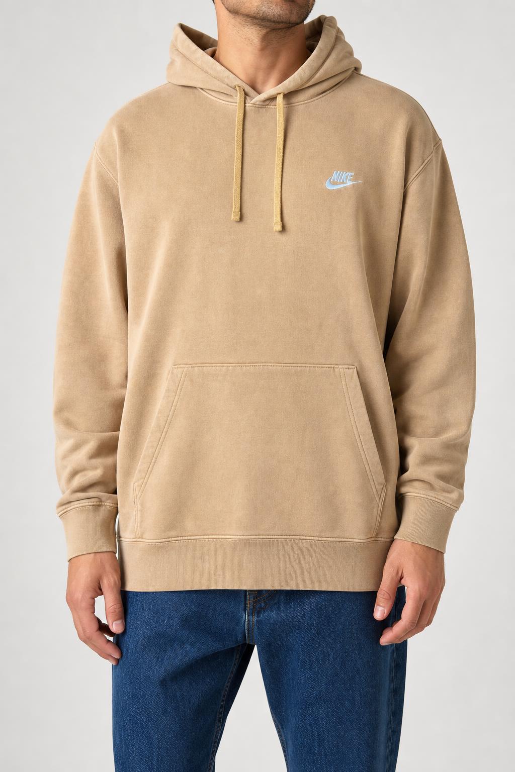 Felpa con cappuccio Nike beige slavata vintage – Uomo Taglia M