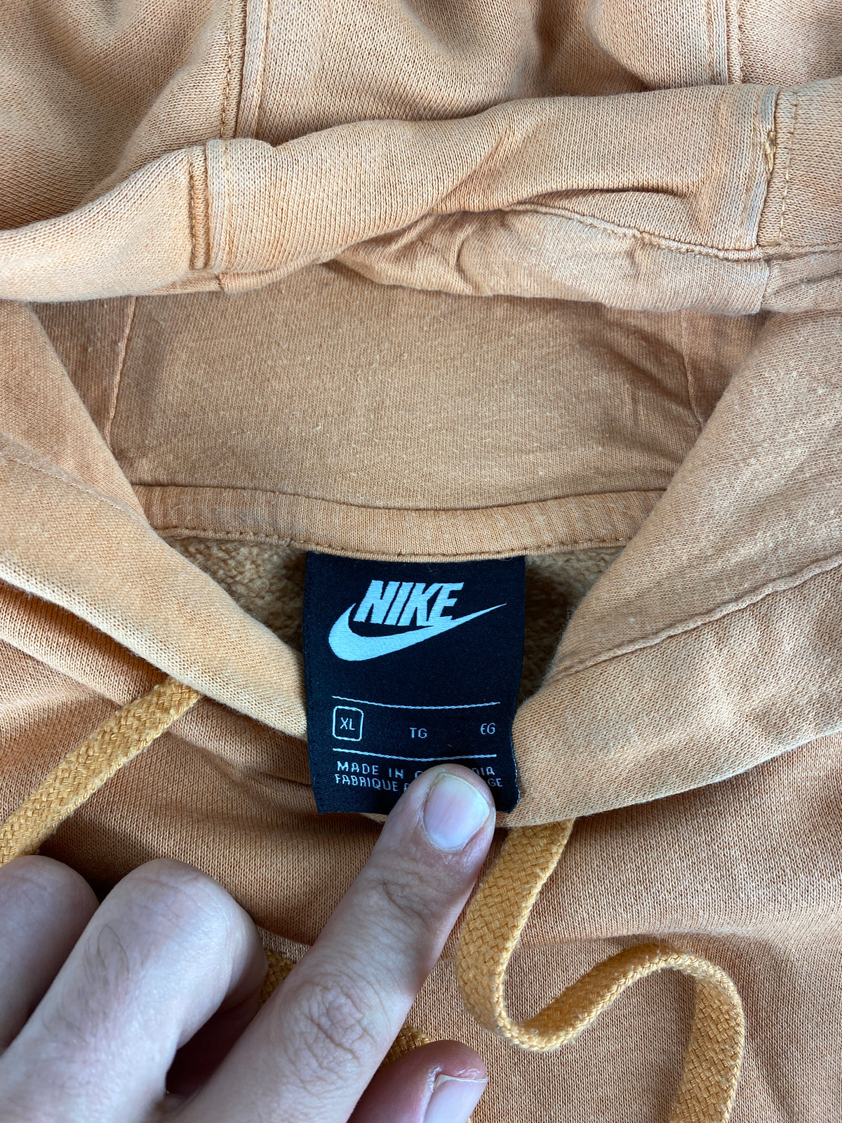 Felpa con cappuccio Nike beige slavata vintage – Uomo Taglia M