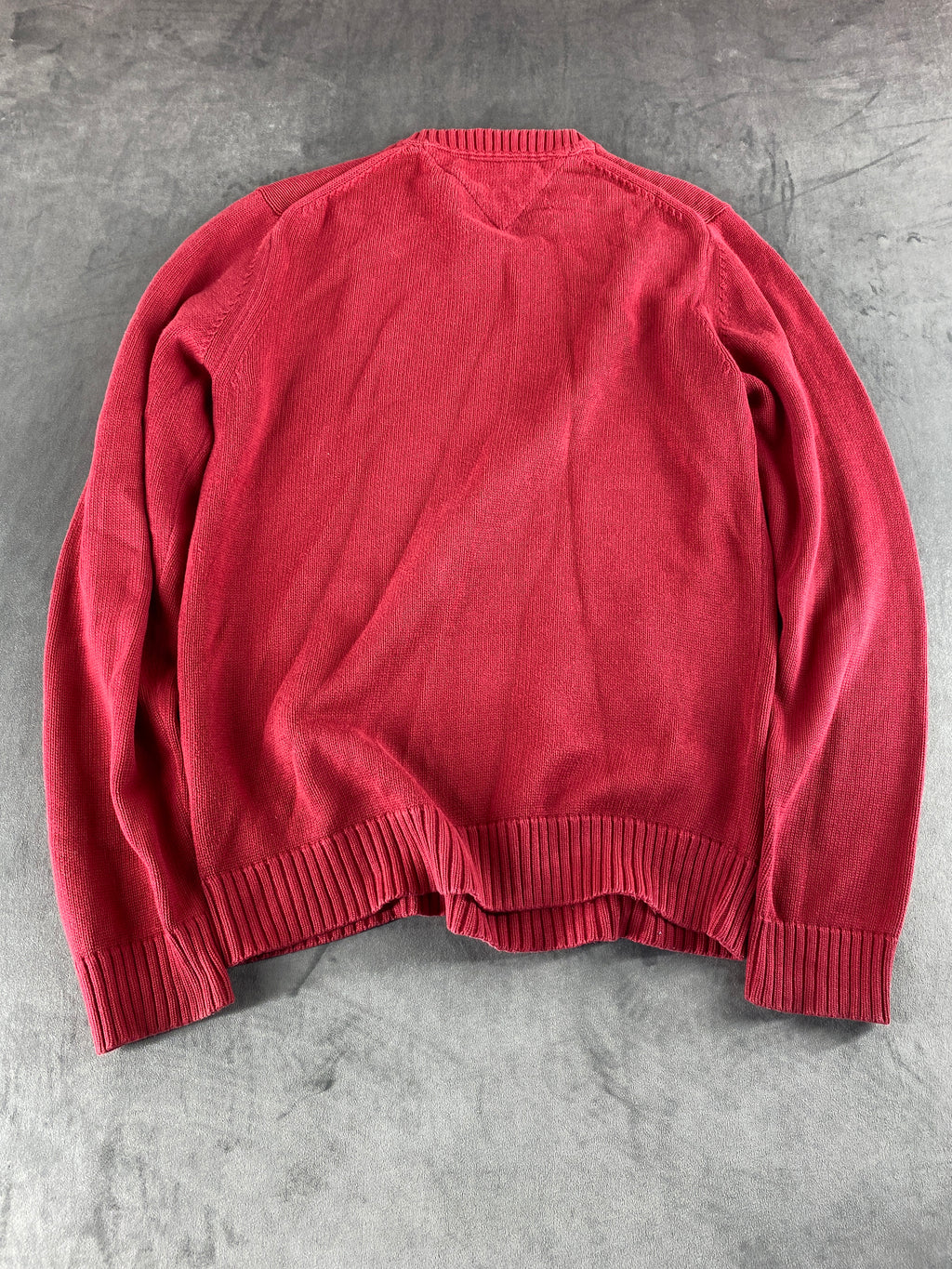 Maglione scollo a V Tommy Hilfiger rosso vintage – Uomo Taglia M