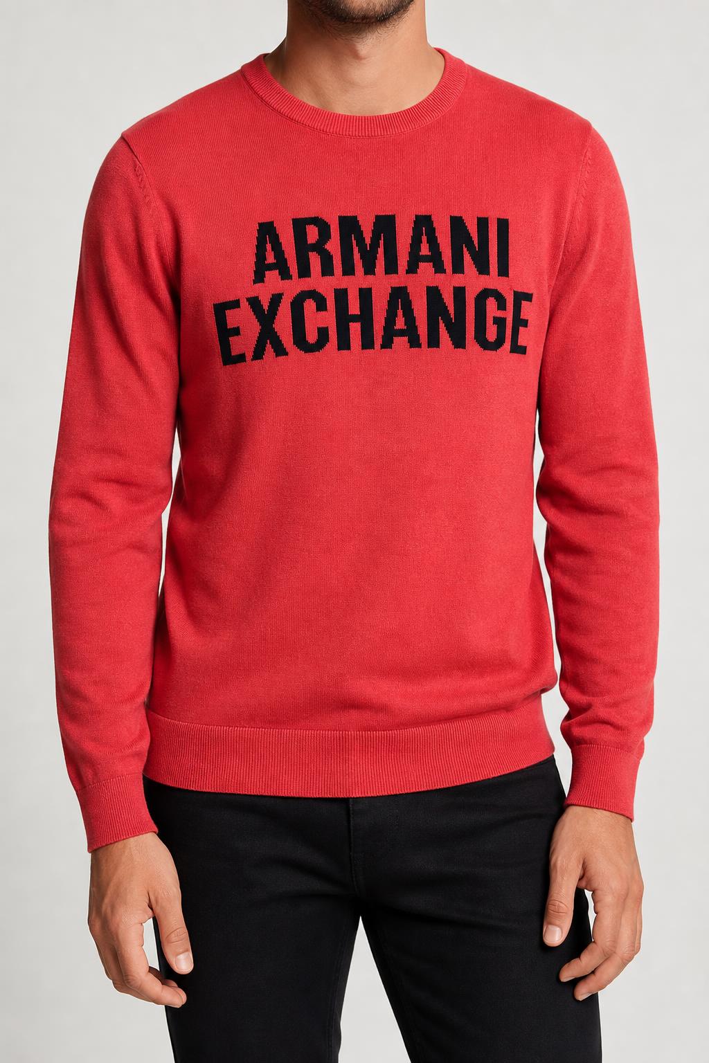 Maglione girocollo Armani Exchange rosso logo vintage – Uomo Taglia M