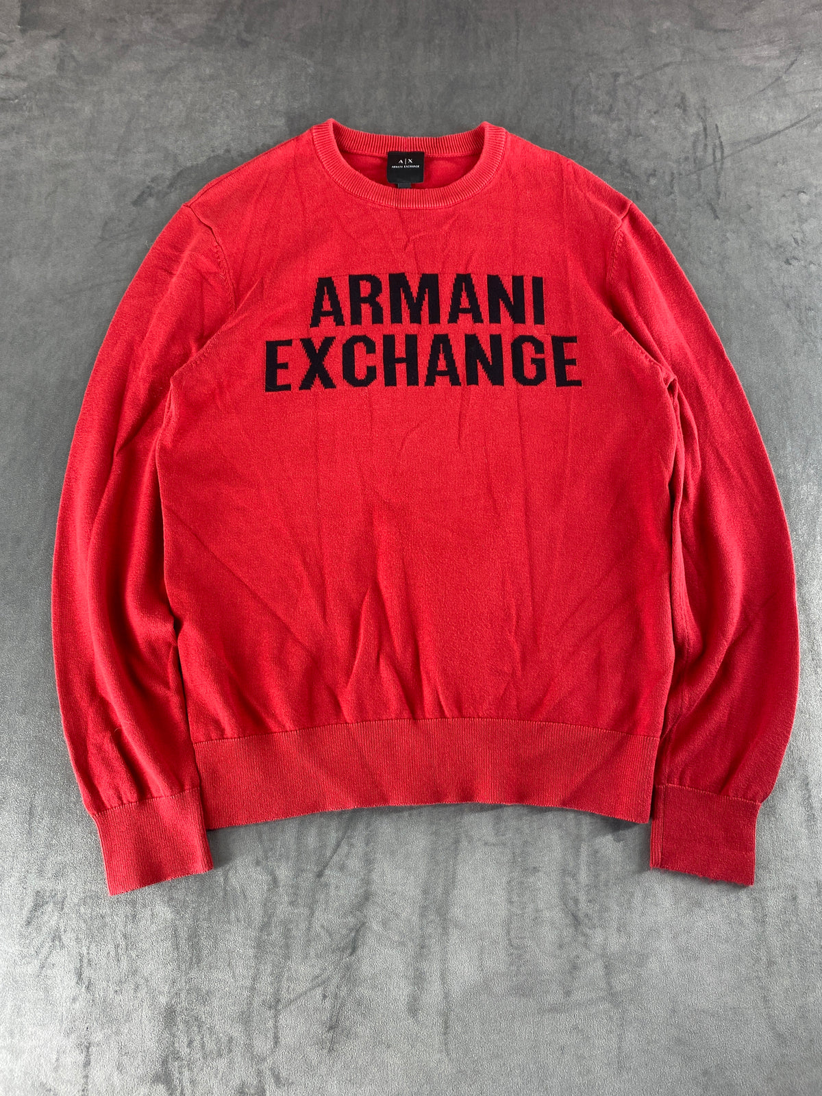 Maglione girocollo Armani Exchange rosso logo vintage – Uomo Taglia M