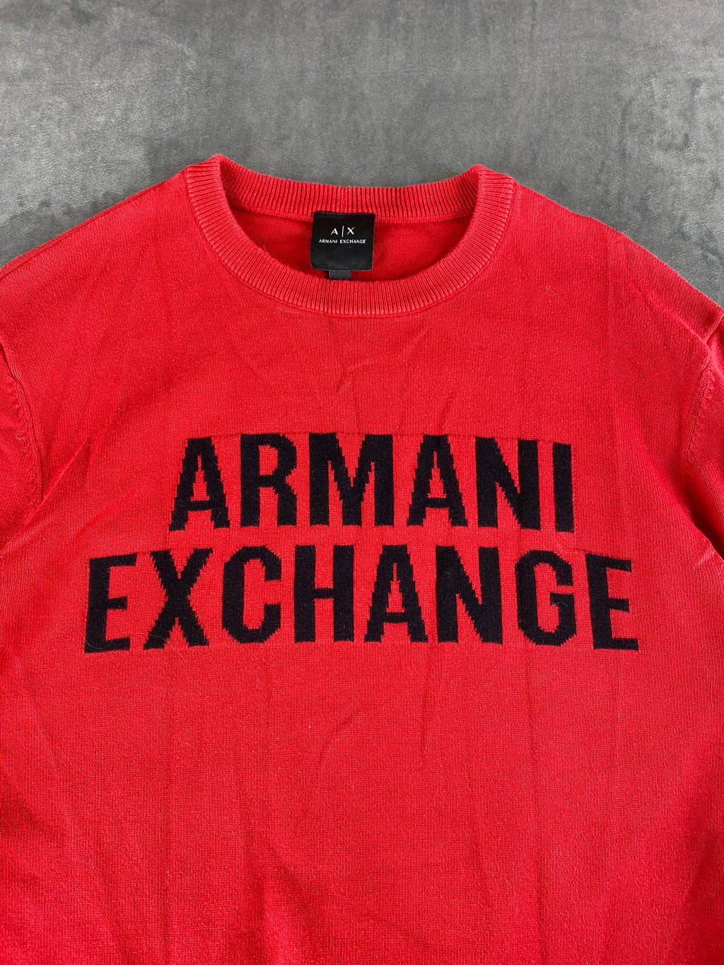 Maglione girocollo Armani Exchange rosso logo vintage – Uomo Taglia M