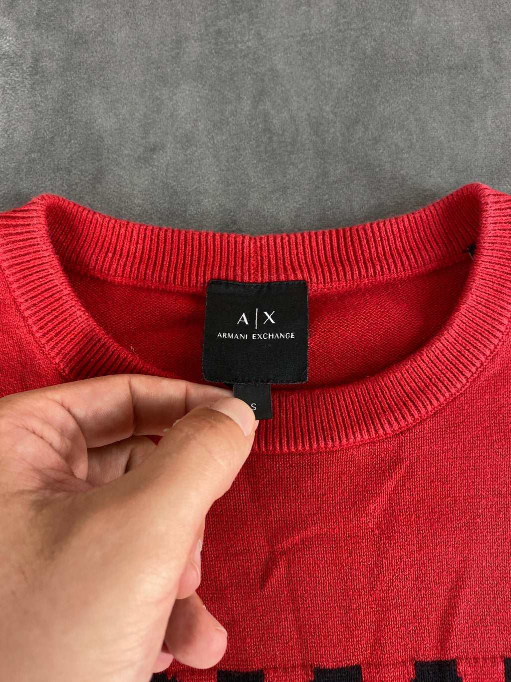 Maglione girocollo Armani Exchange rosso logo vintage – Uomo Taglia M