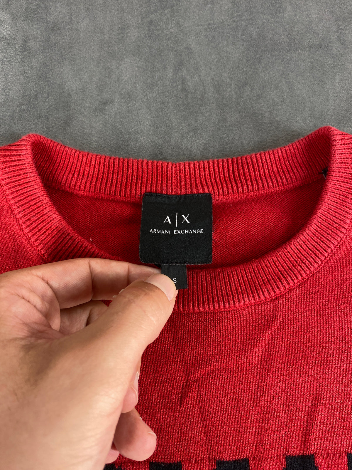 Maglione girocollo Armani Exchange rosso logo vintage – Uomo Taglia M
