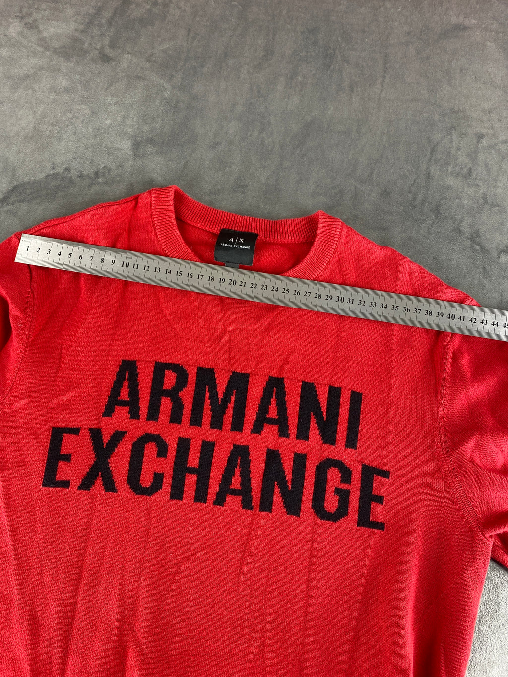 Maglione girocollo Armani Exchange rosso logo vintage – Uomo Taglia M
