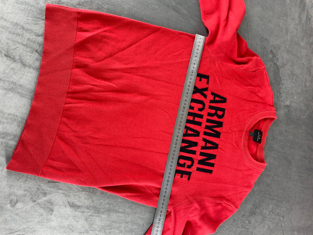 Maglione girocollo Armani Exchange rosso logo vintage – Uomo Taglia M