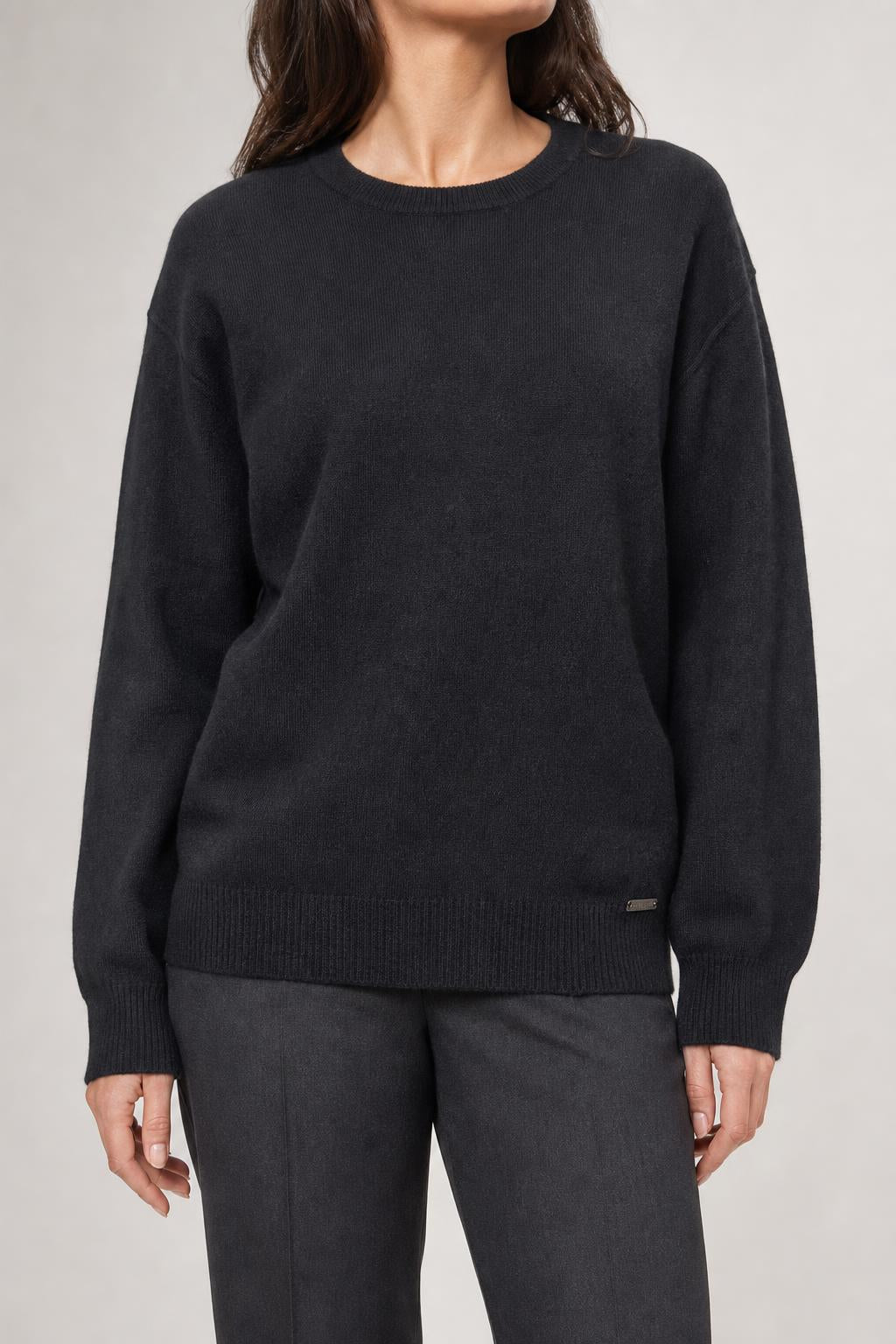 Maglione girocollo Trussardi nero in lana vintage – Donna Taglia L