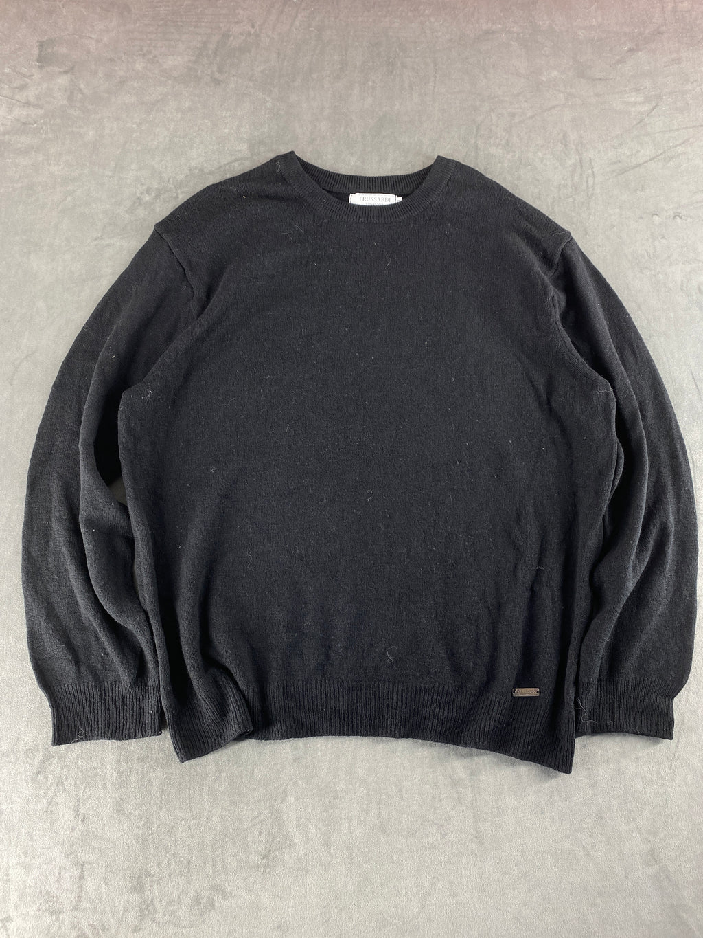 Maglione girocollo Trussardi nero in lana vintage – Donna Taglia L