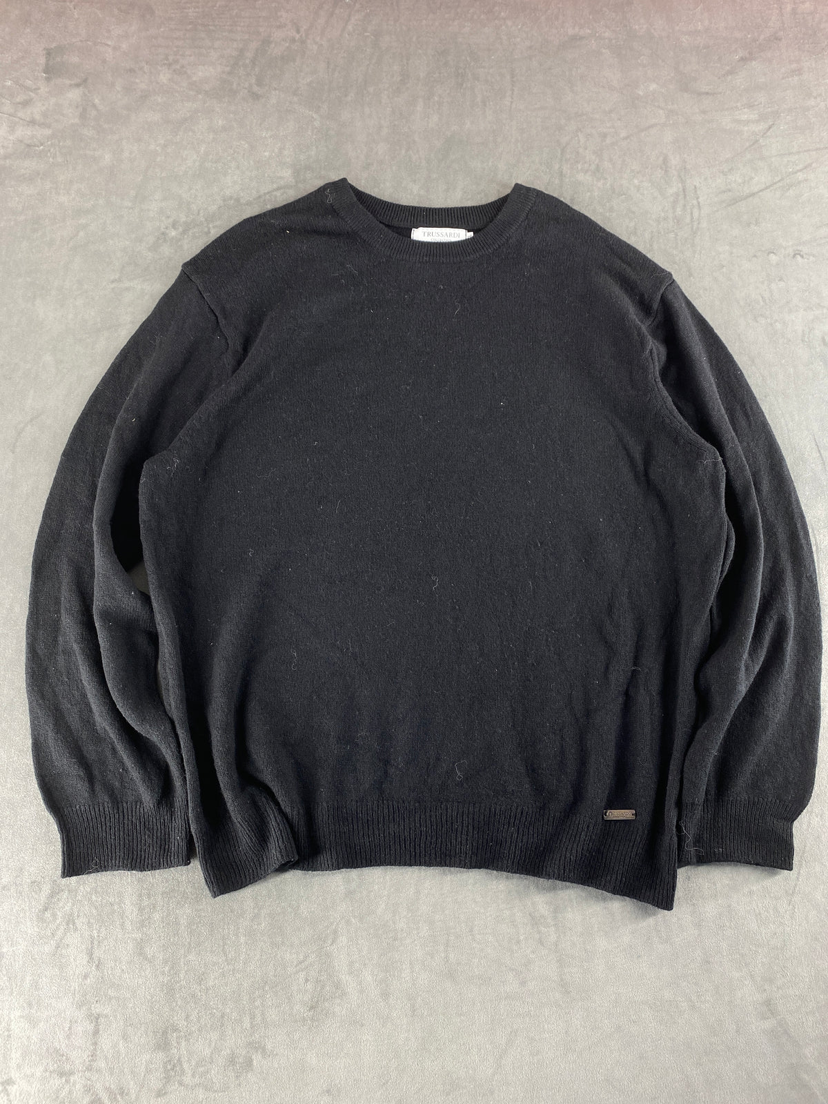 Maglione girocollo Trussardi nero in lana vintage – Donna Taglia L