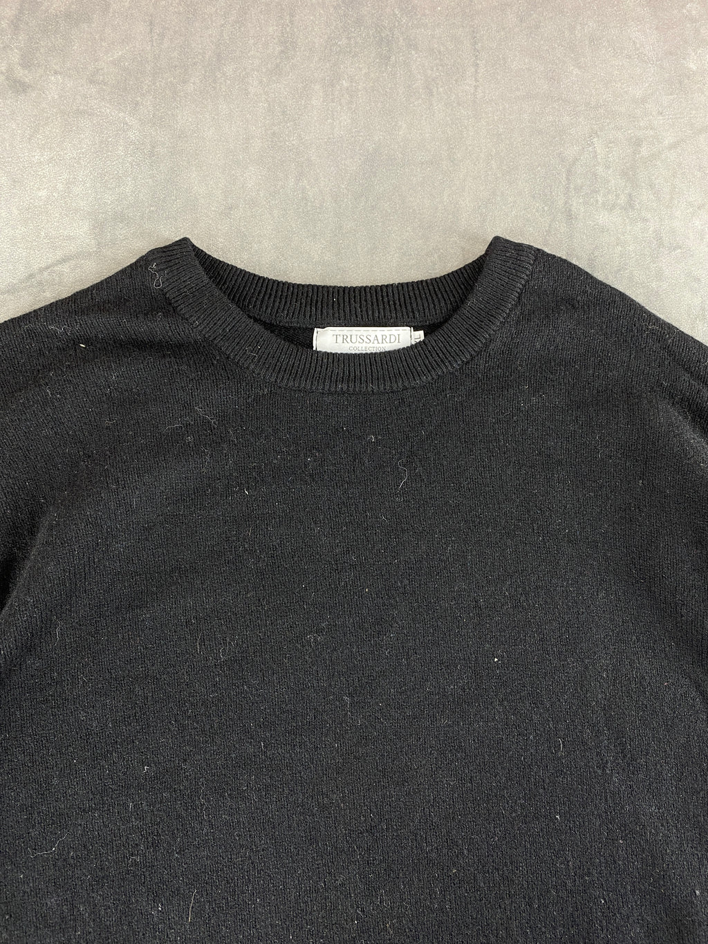Maglione girocollo Trussardi nero in lana vintage – Donna Taglia L