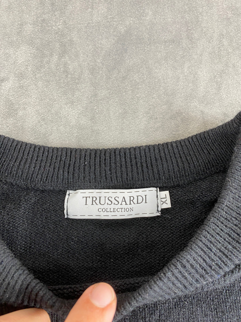 Maglione girocollo Trussardi nero in lana vintage – Donna Taglia L