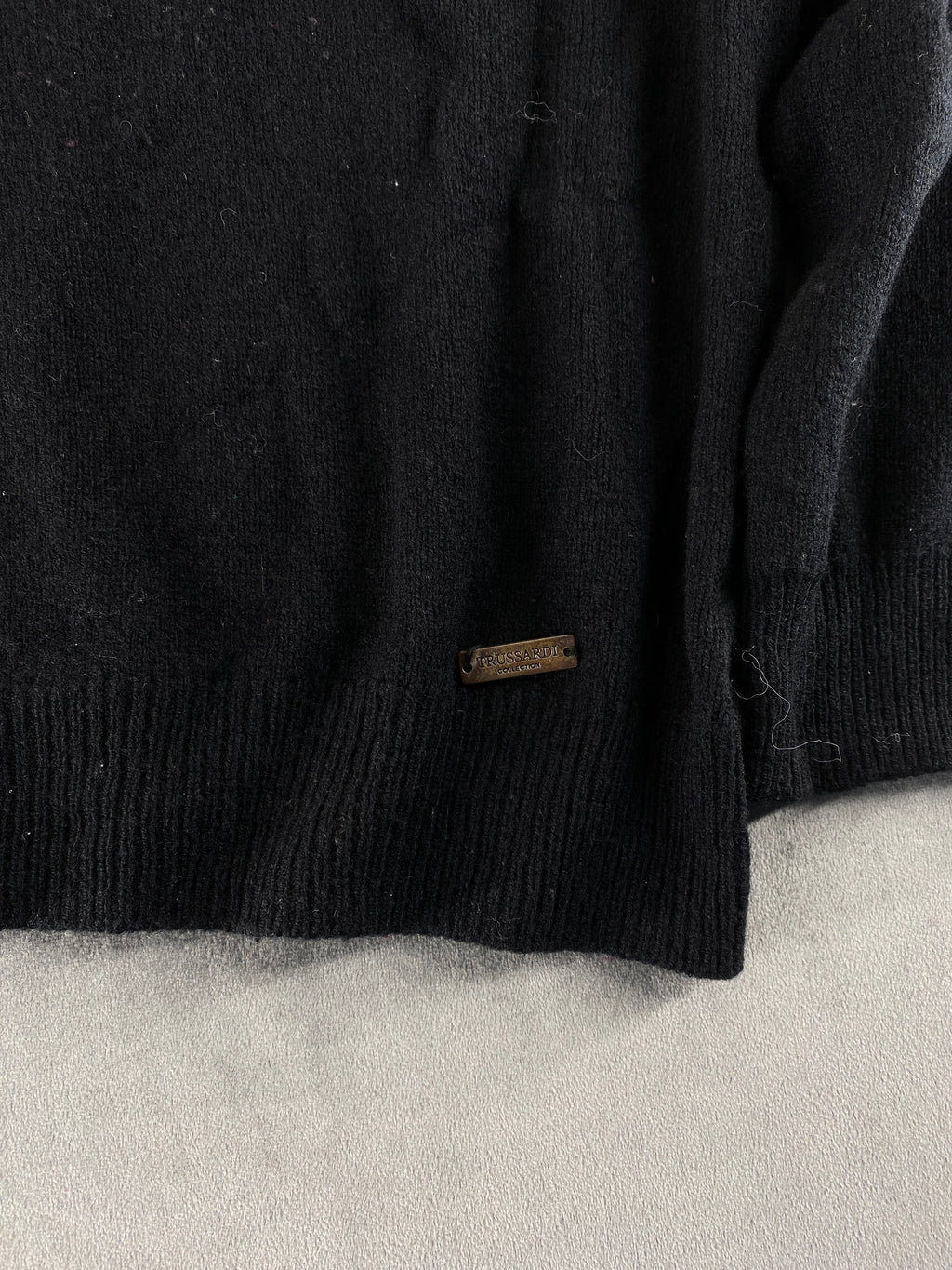 Maglione girocollo Trussardi nero in lana vintage – Donna Taglia L