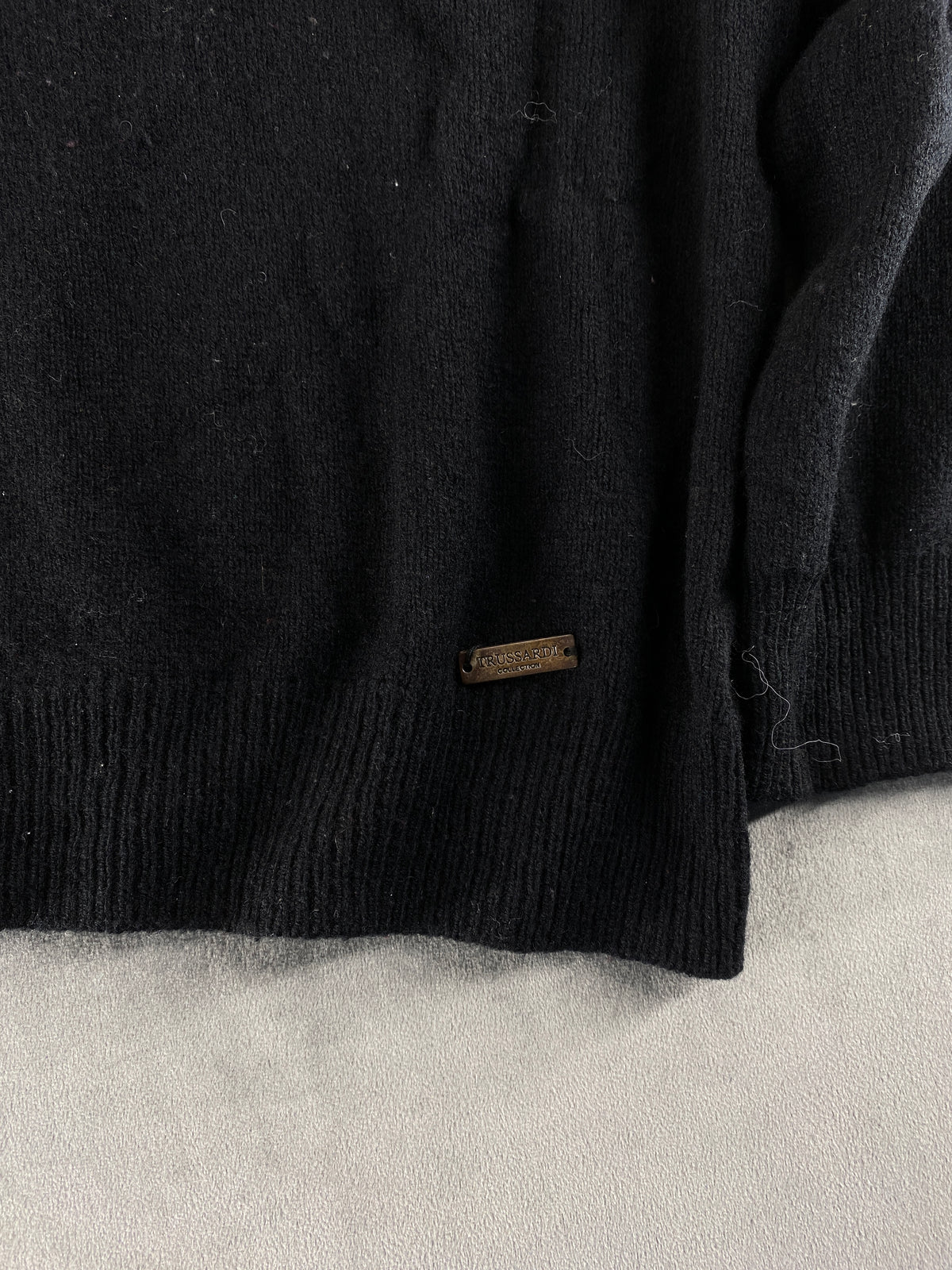 Maglione girocollo Trussardi nero in lana vintage – Donna Taglia L