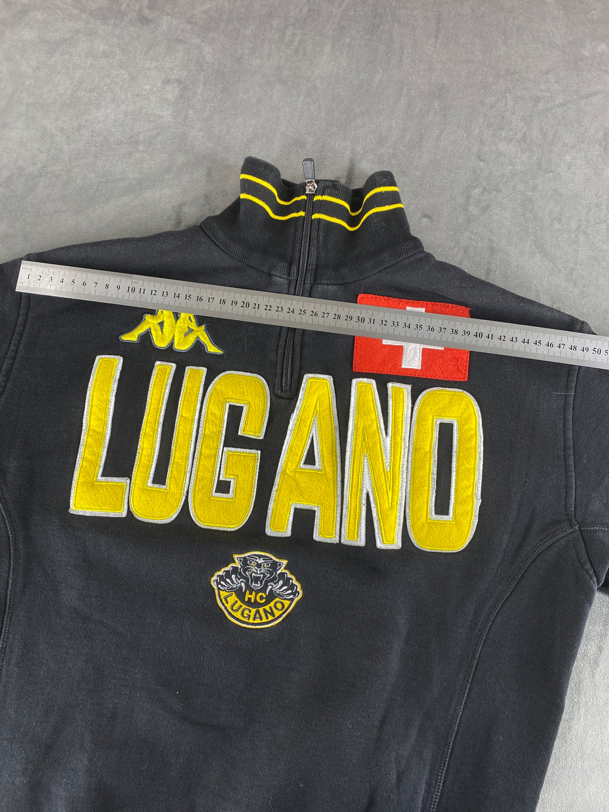 Felpa mezza zip Kappa HC Lugano nera vintage – Uomo Taglia M