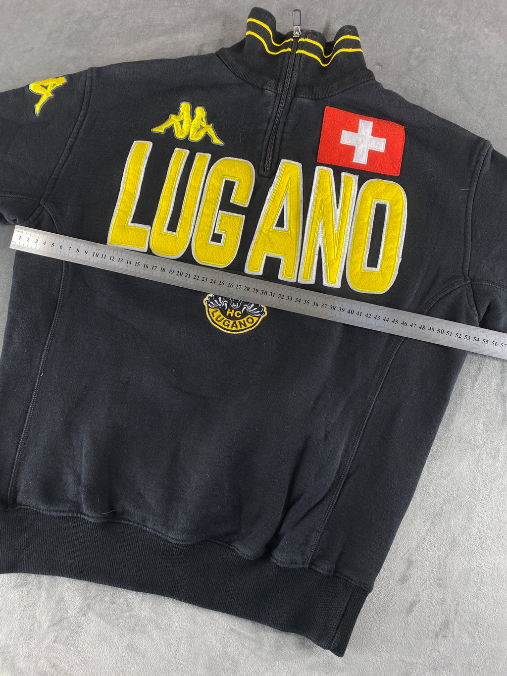Felpa mezza zip Kappa HC Lugano nera vintage – Uomo Taglia M