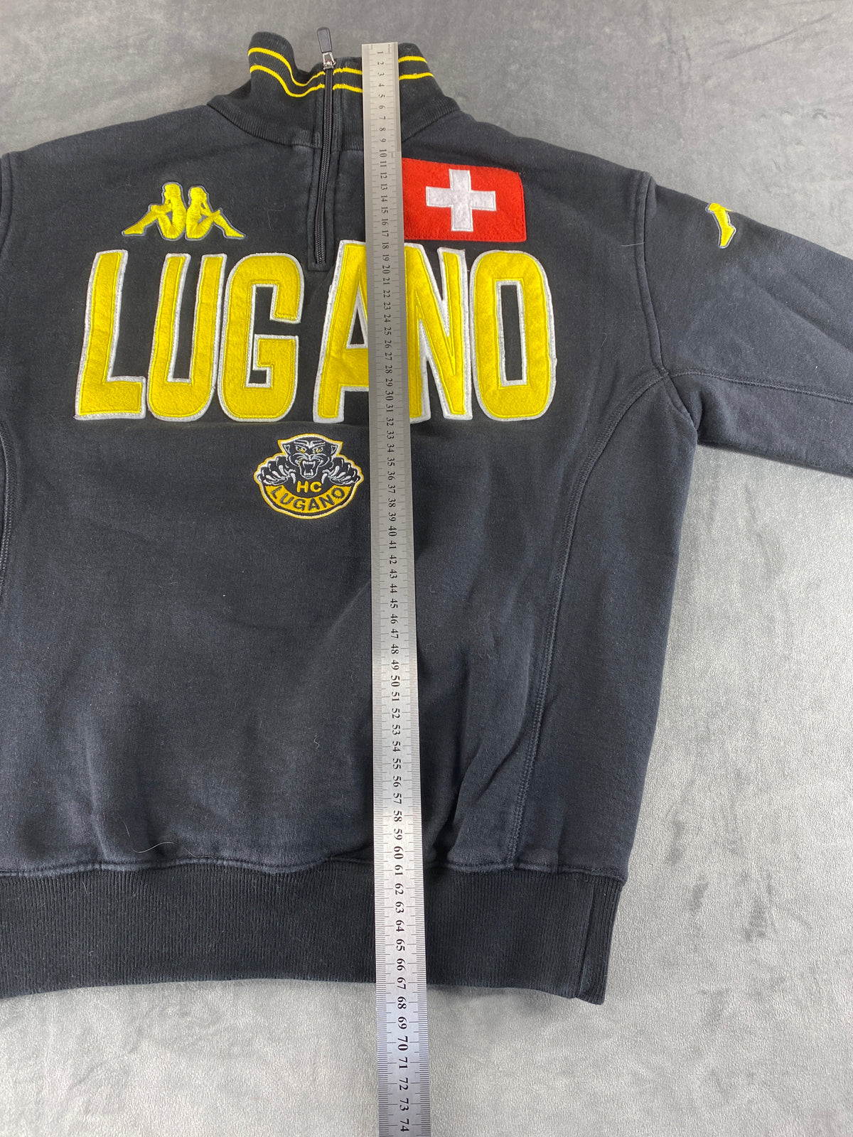 Felpa mezza zip Kappa HC Lugano nera vintage – Uomo Taglia M