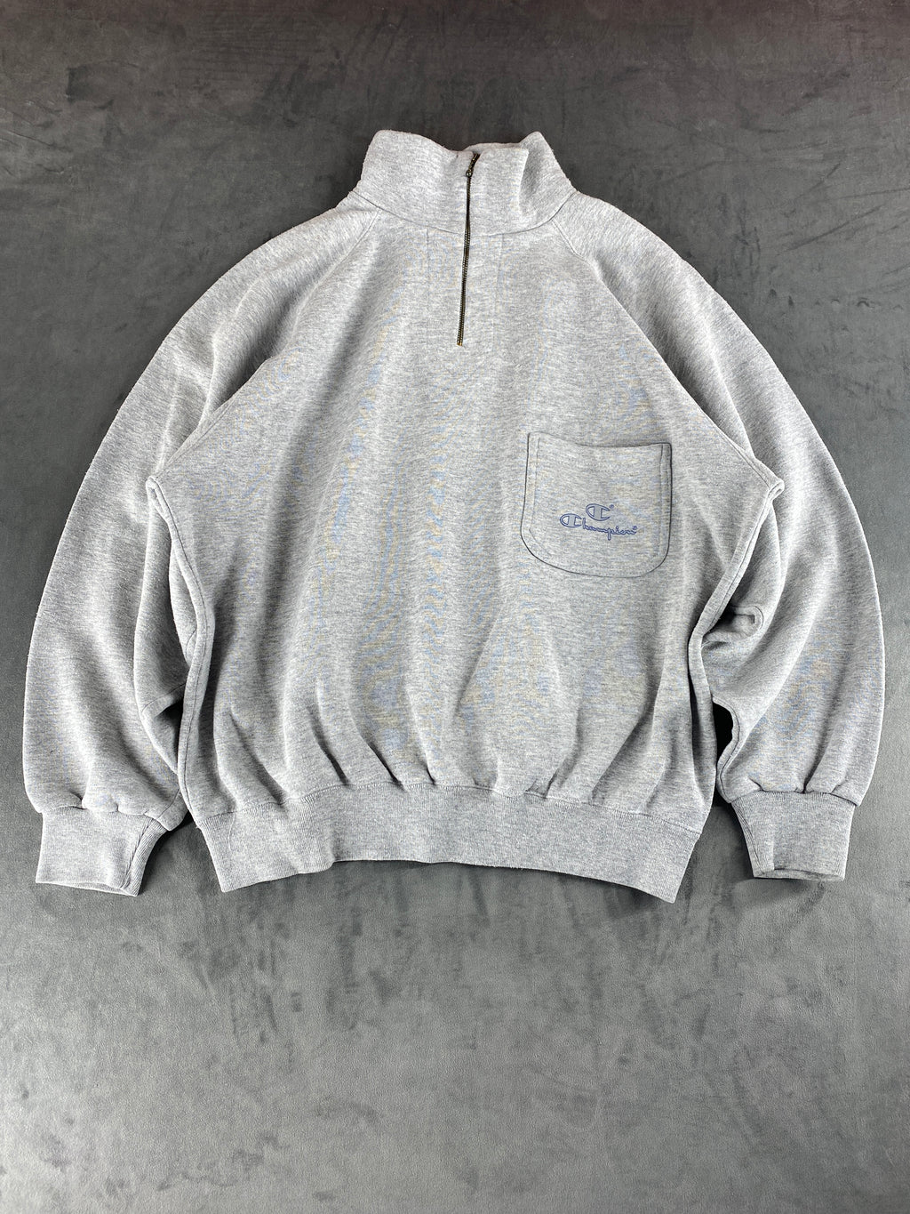 Felpa mezza zip Champion grigia vintage – Donna Taglia L