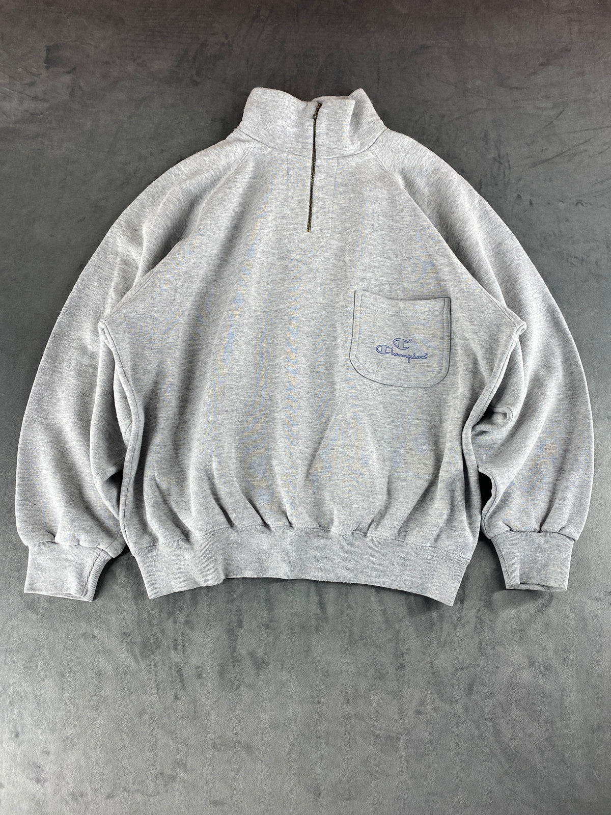 Felpa mezza zip Champion grigia vintage – Donna Taglia L