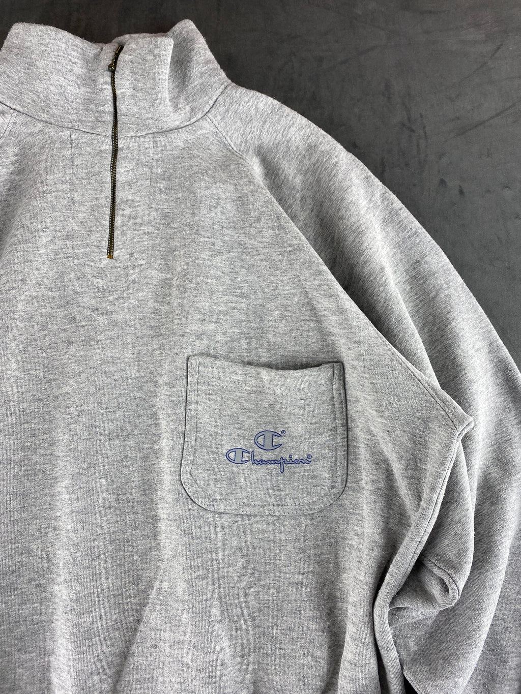 Felpa mezza zip Champion grigia vintage – Donna Taglia L
