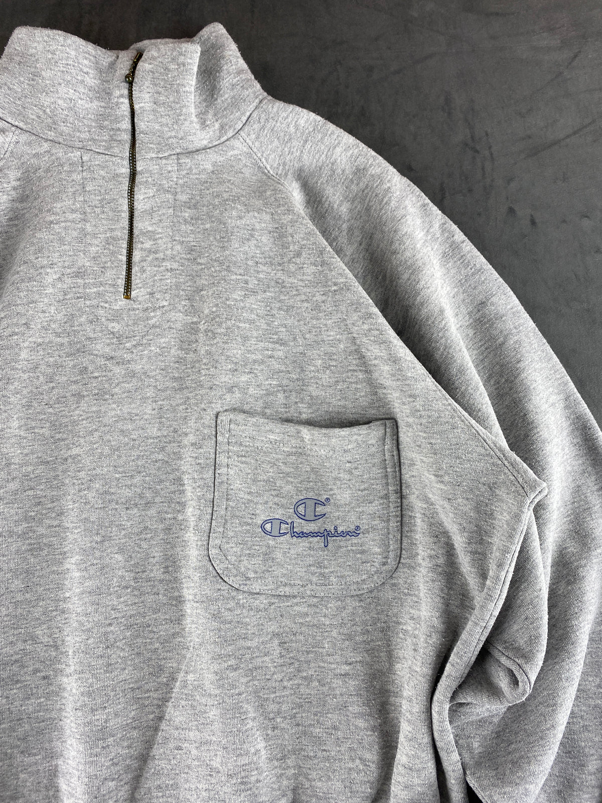 Felpa mezza zip Champion grigia vintage – Donna Taglia L