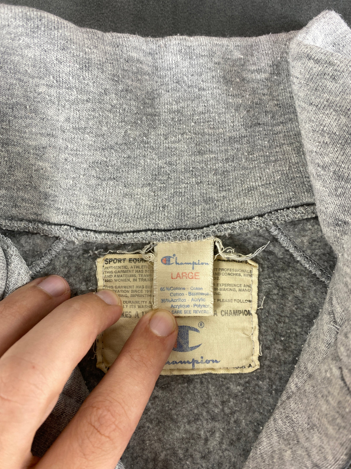 Felpa mezza zip Champion grigia vintage – Donna Taglia L