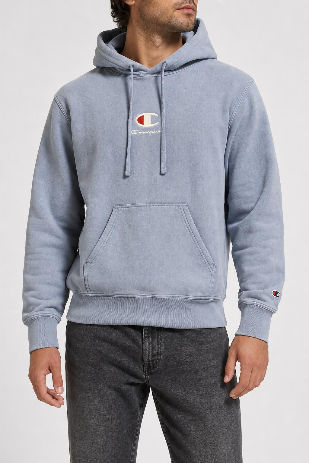 Felpa con cappuccio Champion Reverse Weave azzurra vintage – Uomo Taglia S