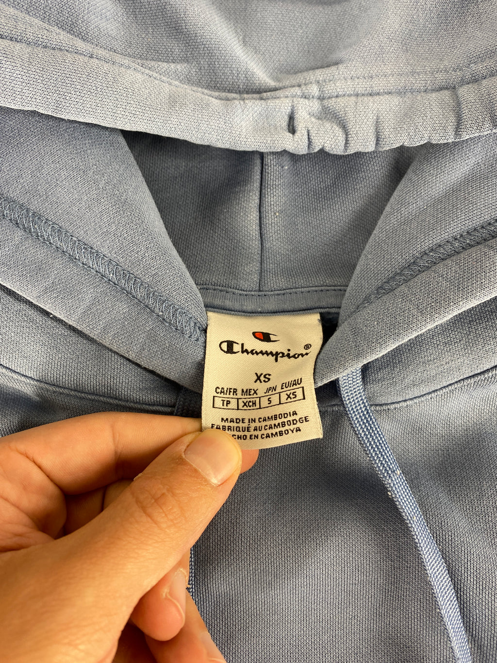 Felpa con cappuccio Champion Reverse Weave azzurra vintage – Uomo Taglia S